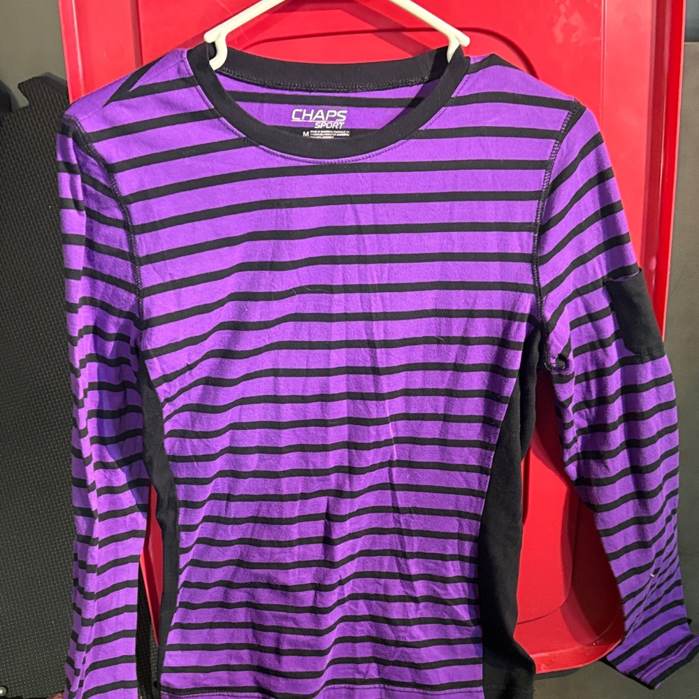 Chaps Kids Long Sleeve Purple and Black Striped Tee